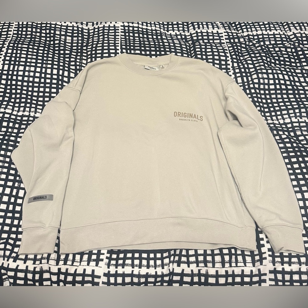 Originals Brooklyn Cloth Mfg Co. logo crewneck fleece sweatshirt MED SAND GREY 2